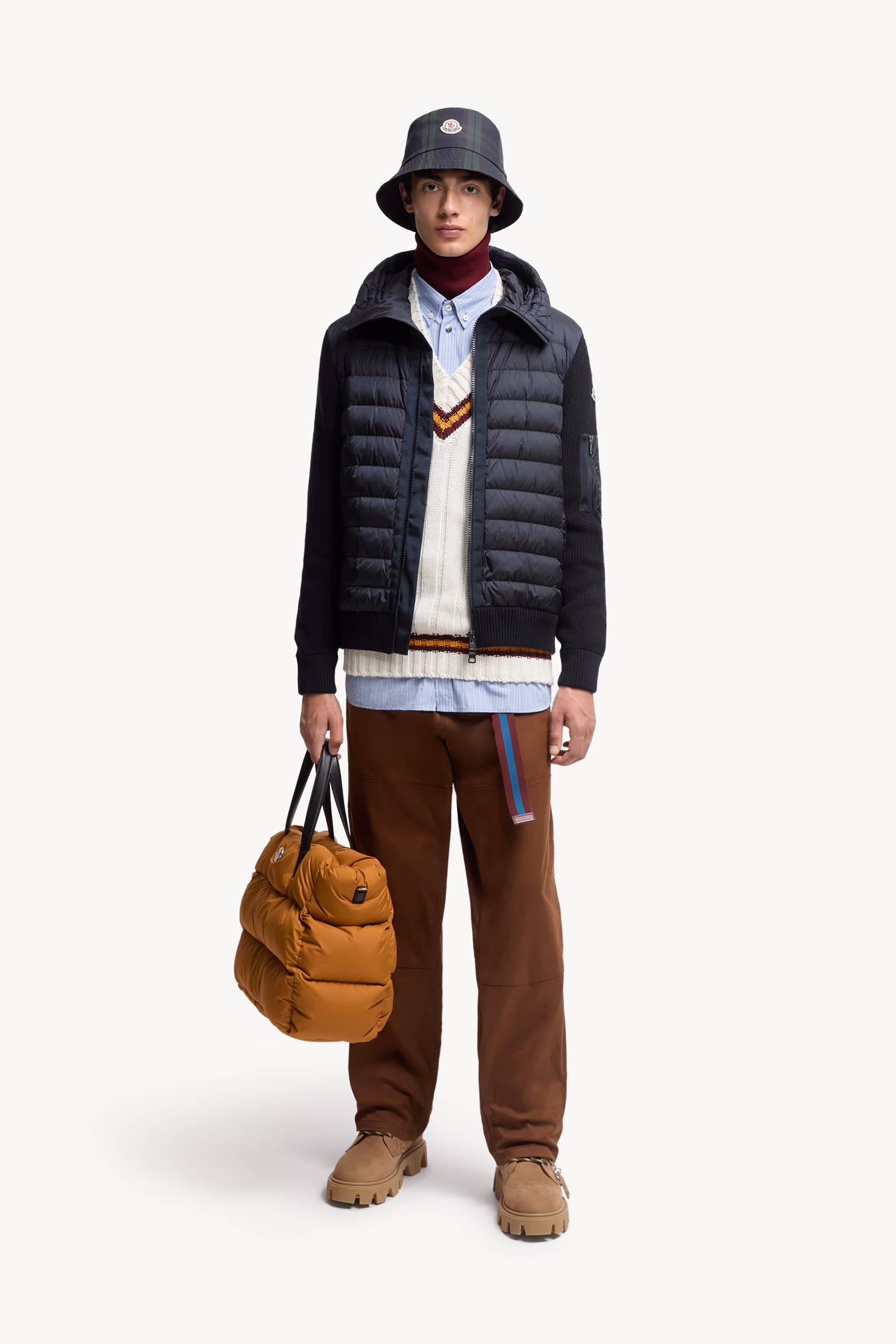 Cardigan zippé matelassé Hommes Bleu marine Moncler 0